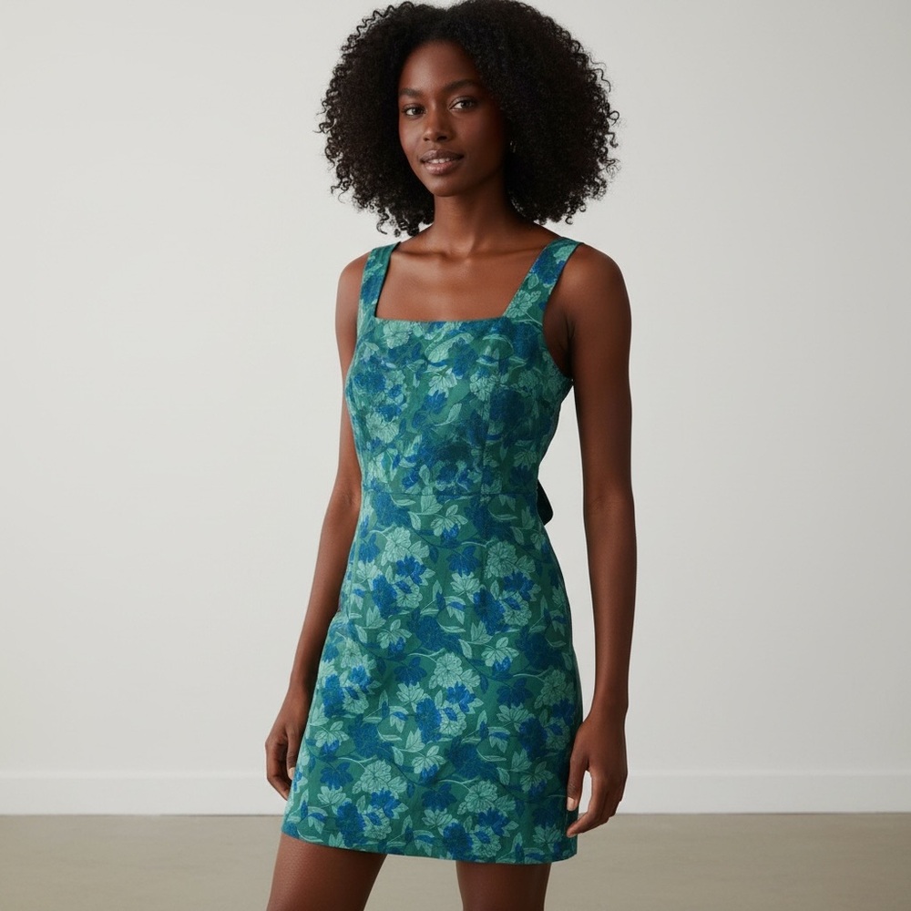 TRIXXI Floral Green and Blue Dress